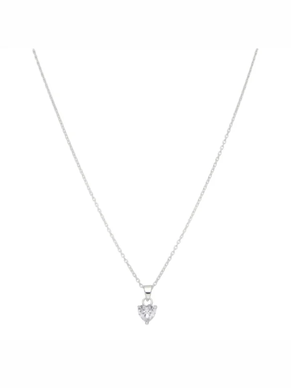 William May Sterling Silver Cubic Zirconia Heart Pendant & 18" Necklace