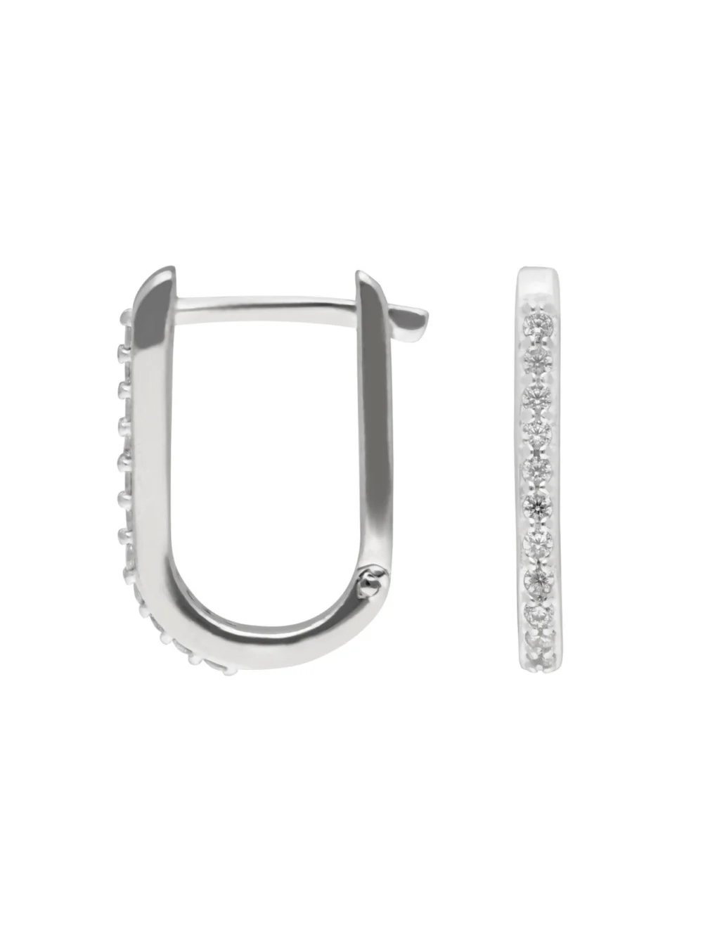 William May Sterling Silver Cubic Zirconia Hinged Oval Huggie Earrings, view 2