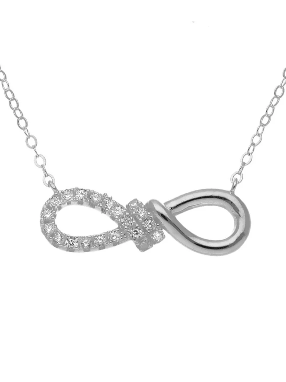 William May Sterling Silver Cubic Zirconia Infinity Necklace, view 2