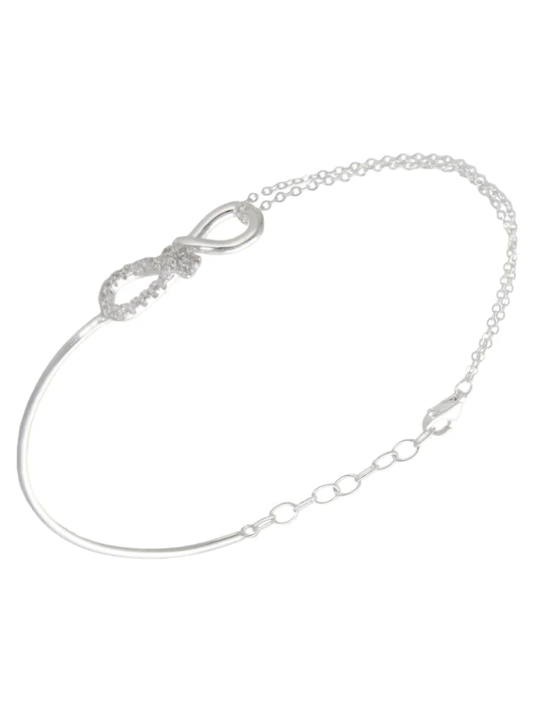 William May Sterling Silver Cubic Zirconia Inifinity Bangle Bracelet