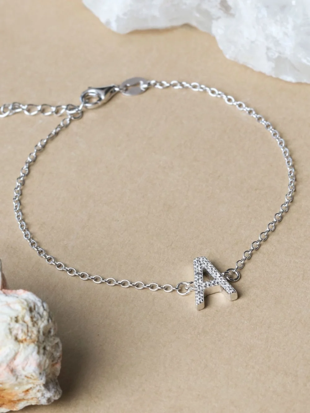 William May Sterling Silver Cubic Zirconia Initial a Bracelet