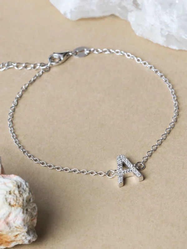 William May Sterling Silver Cubic Zirconia Initial a Bracelet