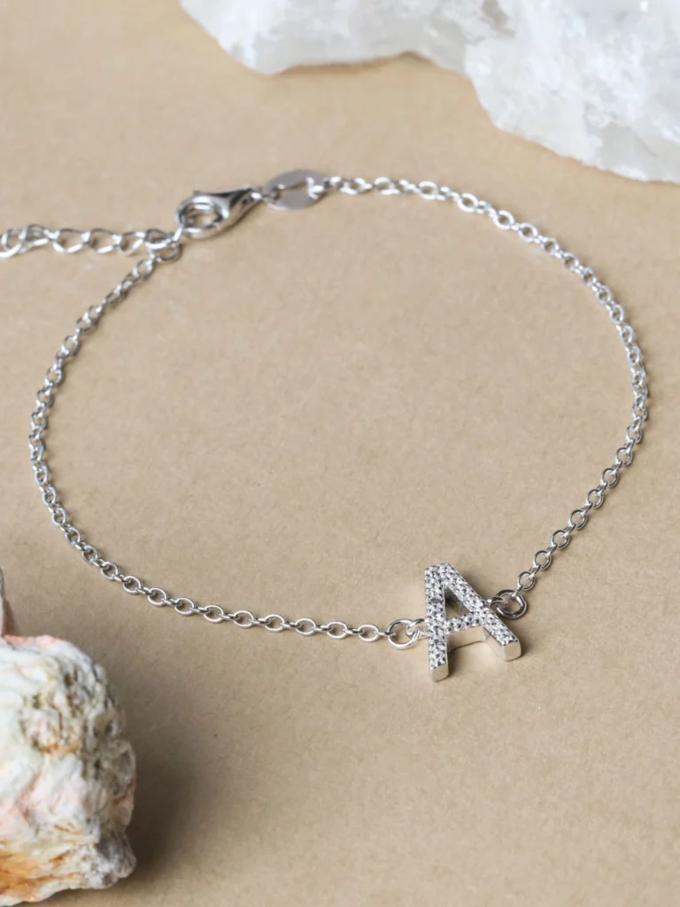 William May Sterling Silver Cubic Zirconia Initial a Bracelet