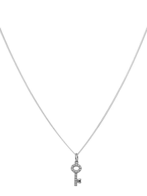 William May Sterling Silver Cubic Zirconia Key Pendant & 18" Necklace