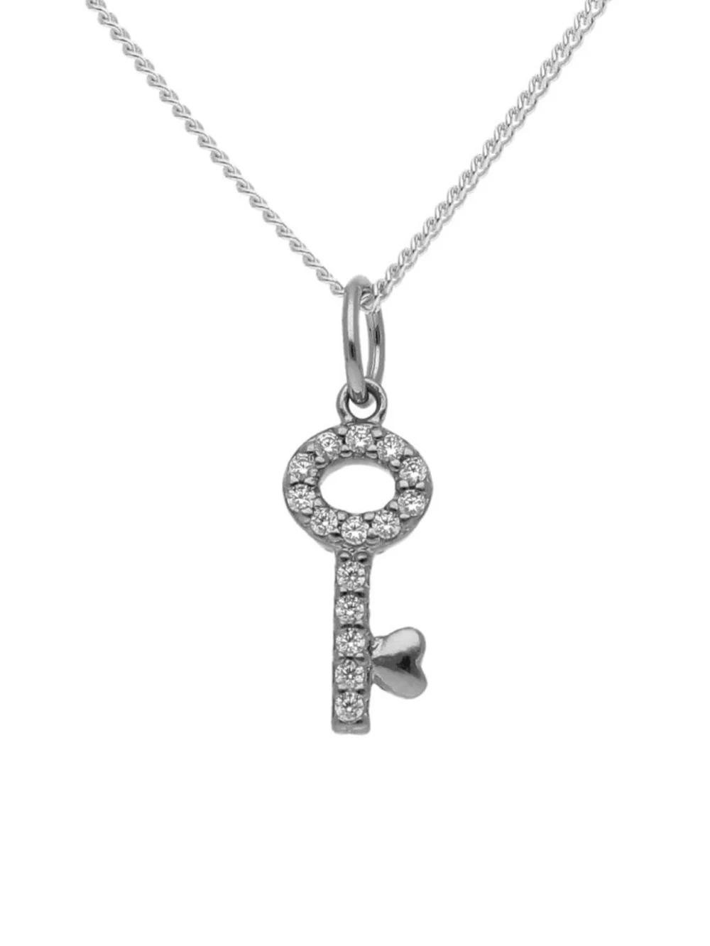 William May Sterling Silver Cubic Zirconia Key Pendant & 18" Necklace, view 2