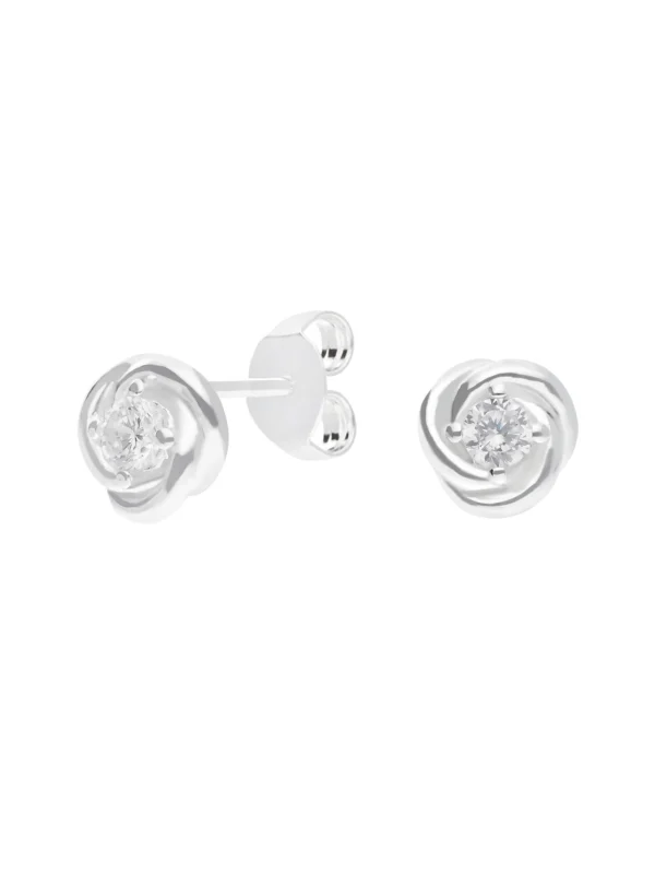 William May Sterling Silver Cubic Zirconia Knot Stud Earrings