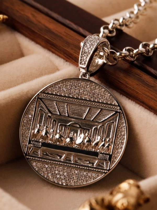 William May Sterling Silver Cubic Zirconia Last Supper Pendant Necklace