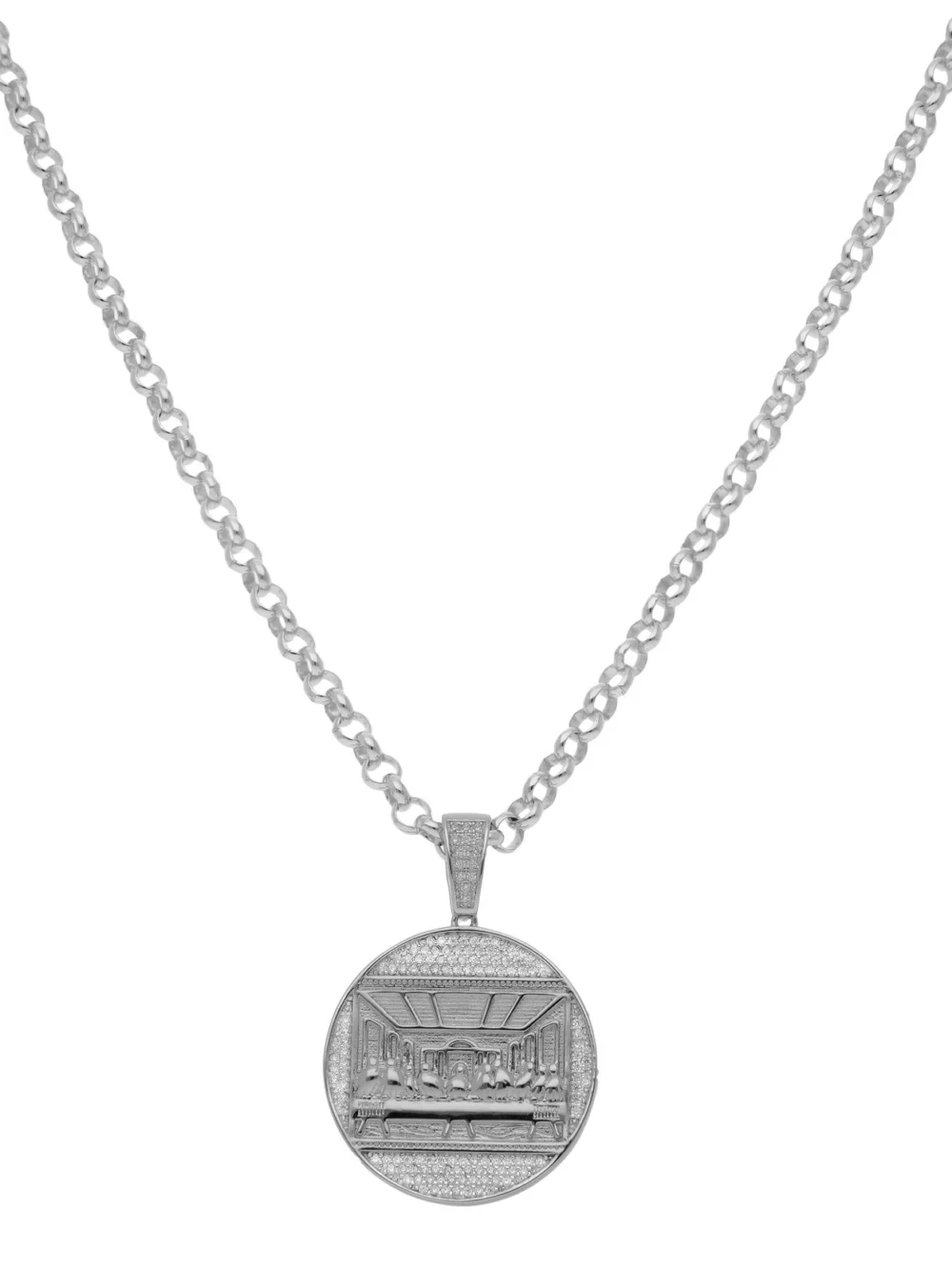 William May Sterling Silver Cubic Zirconia Last Supper Pendant Necklace, view 2
