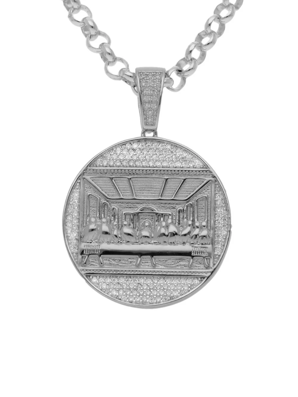 William May Sterling Silver Cubic Zirconia Last Supper Pendant Necklace, view 3