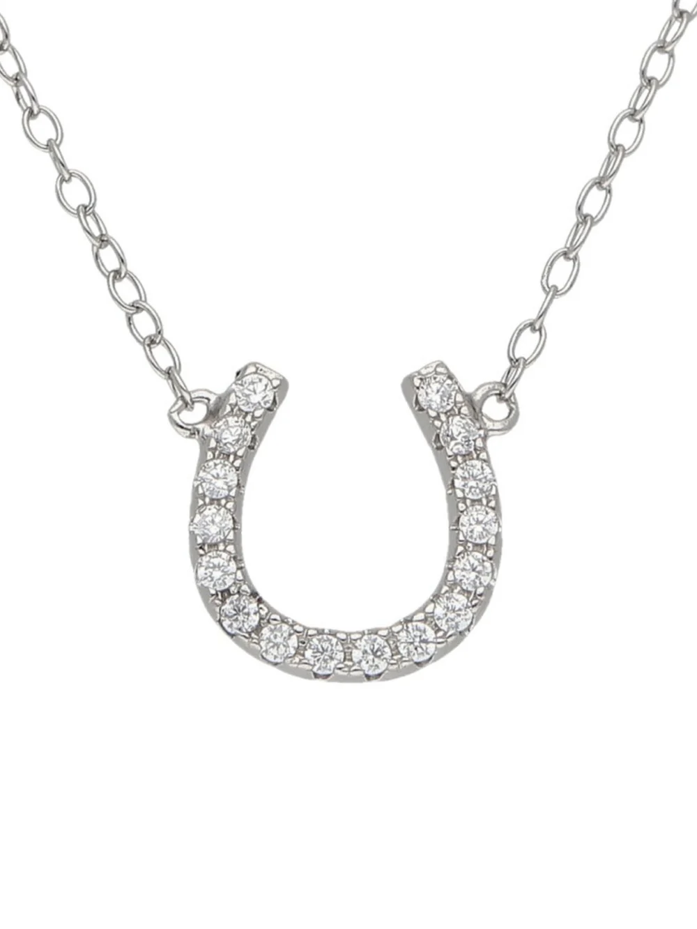 William May Sterling Silver Cubic Zirconia Lucky Horseshoe Necklace, view 2