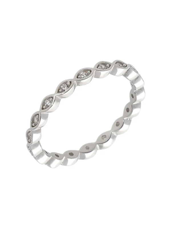 William May Sterling Silver Cubic Zirconia Marquise Shape Full Band Ring