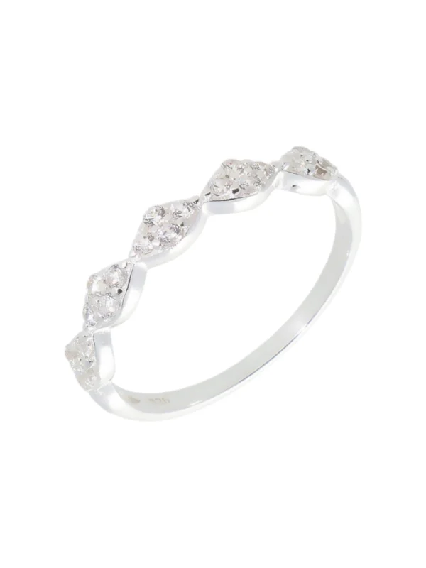 William May Sterling Silver Cubic Zirconia Marquise Shaped Dress Ring