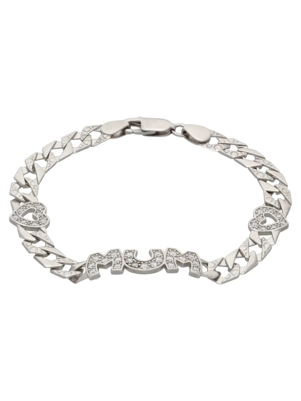 William May Sterling Silver Cubic Zirconia Mum & Heart Ladies Bracelet