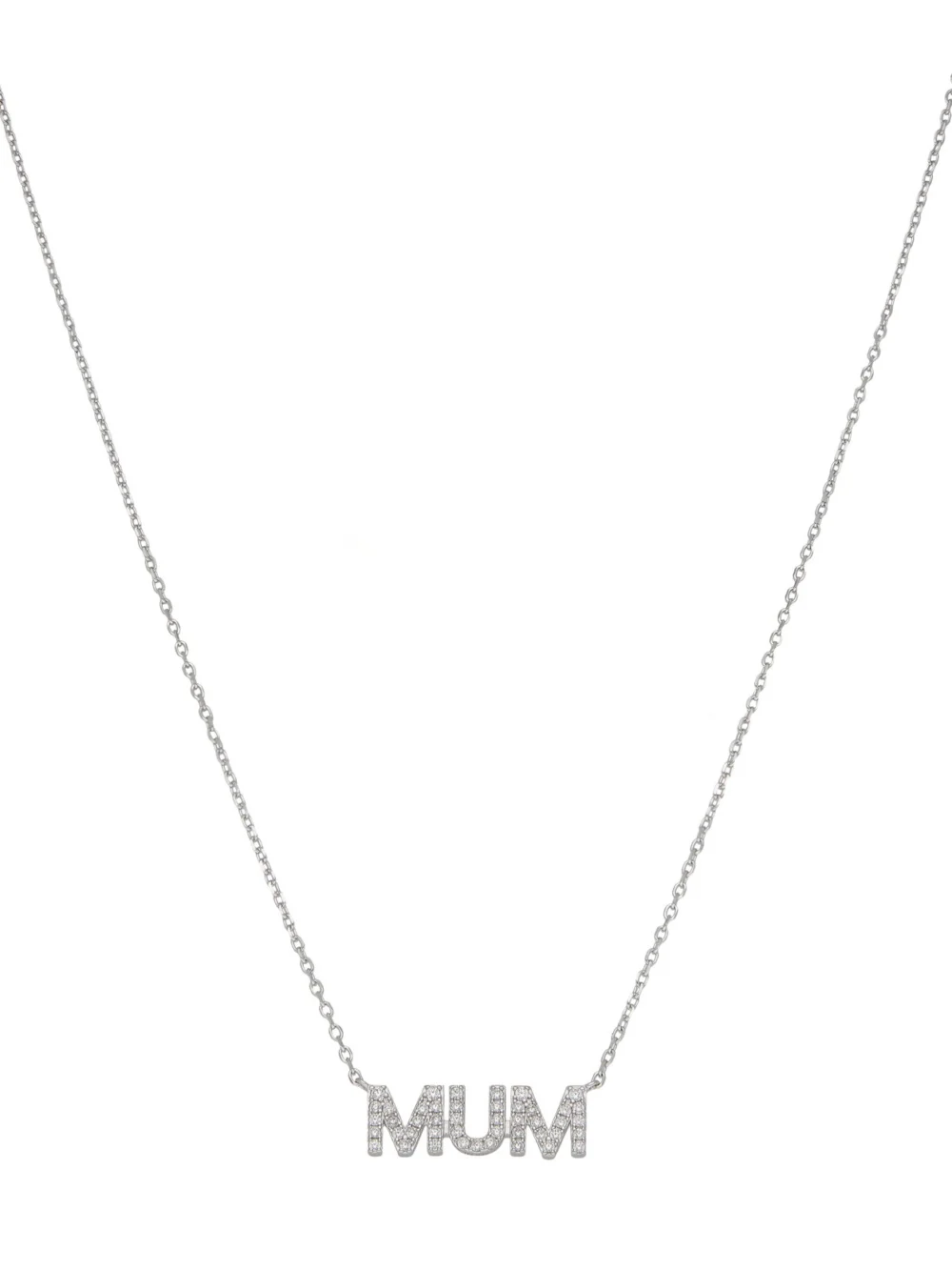 William May Sterling Silver Cubic Zirconia Mum Chain Necklace, view 2