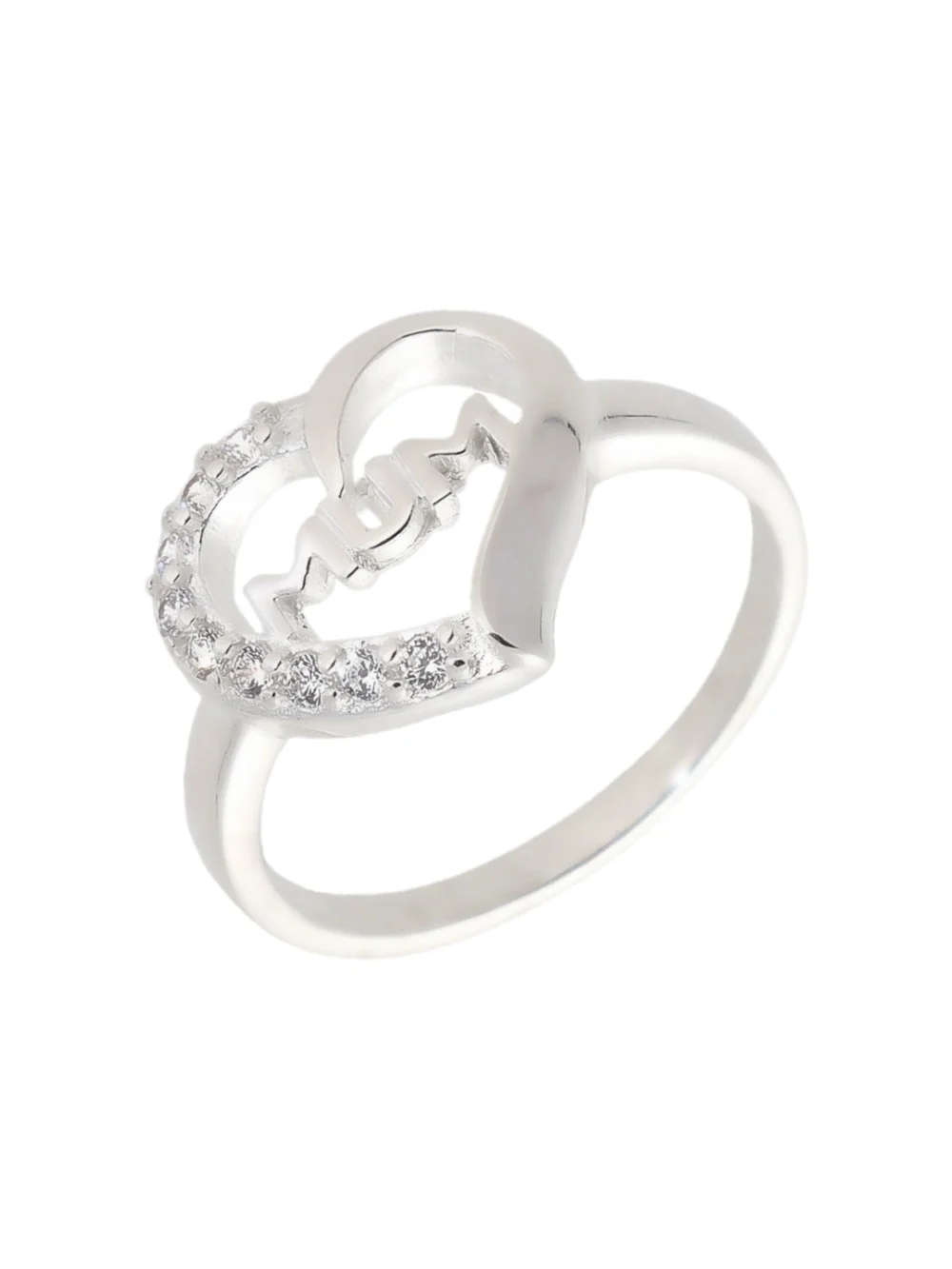 William May Sterling Silver Cubic Zirconia Mum Heart Ring