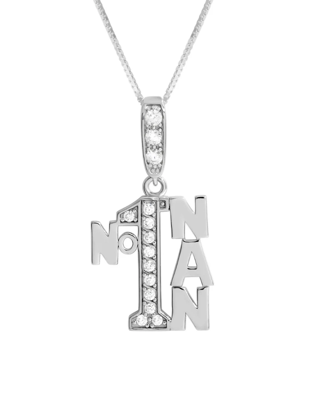 William May Sterling Silver Cubic Zirconia No.1 Nan Pendant Necklace, view 2