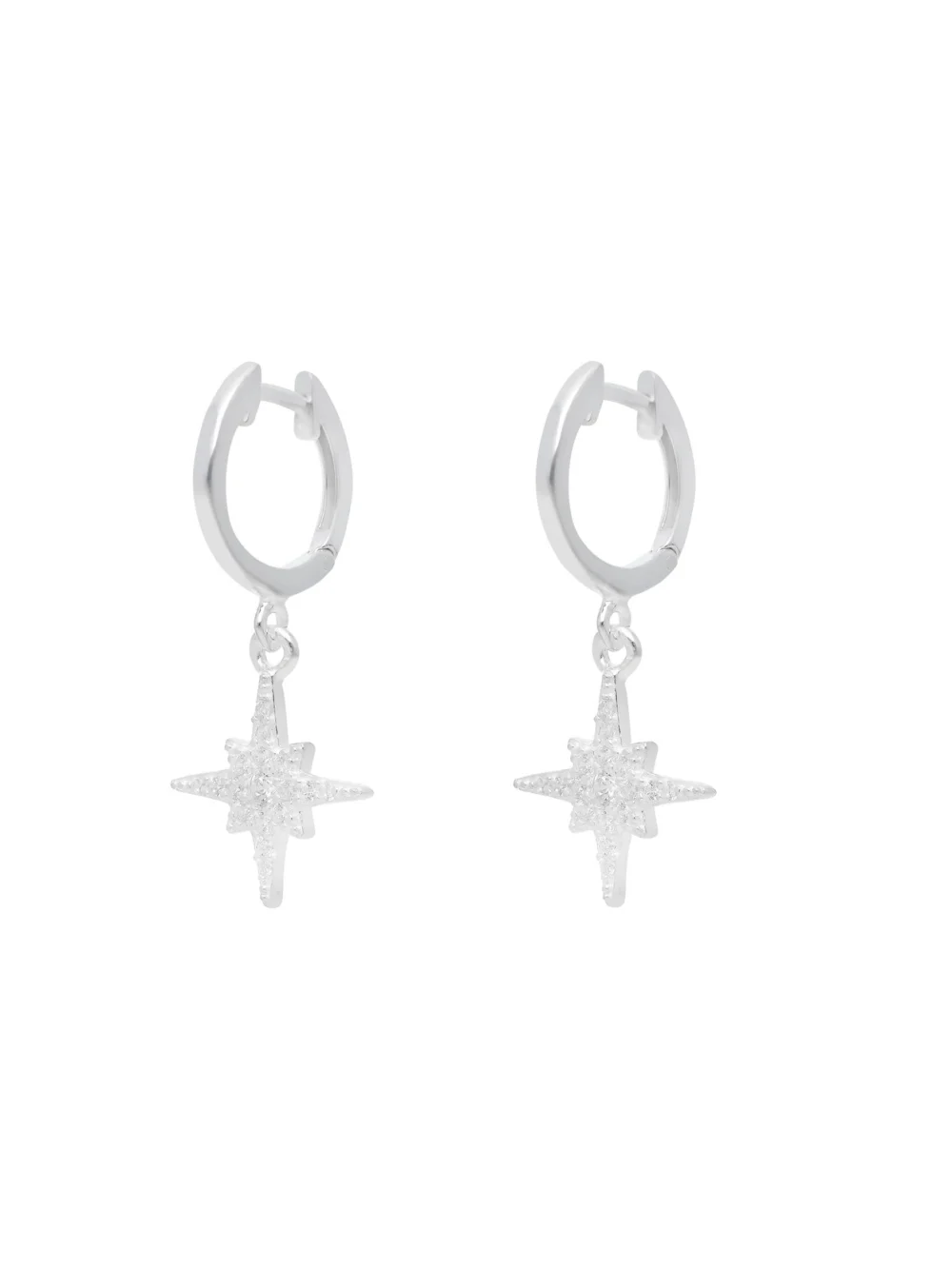William May Sterling Silver Cubic Zirconia North Star Huggie Earrings