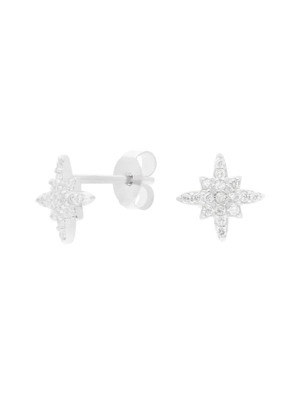 William May Sterling Silver Cubic Zirconia North Star Stud Earrings