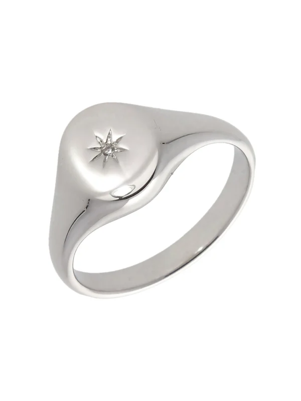 William May Sterling Silver Cubic Zirconia Oval Signet Ring