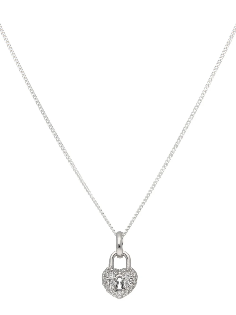 William May Sterling Silver Cubic Zirconia Padlock & 18" Necklace