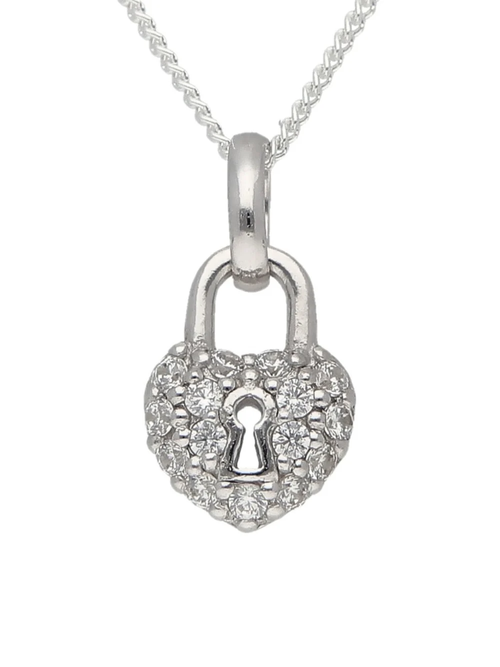 William May Sterling Silver Cubic Zirconia Padlock & 18" Necklace, view 2