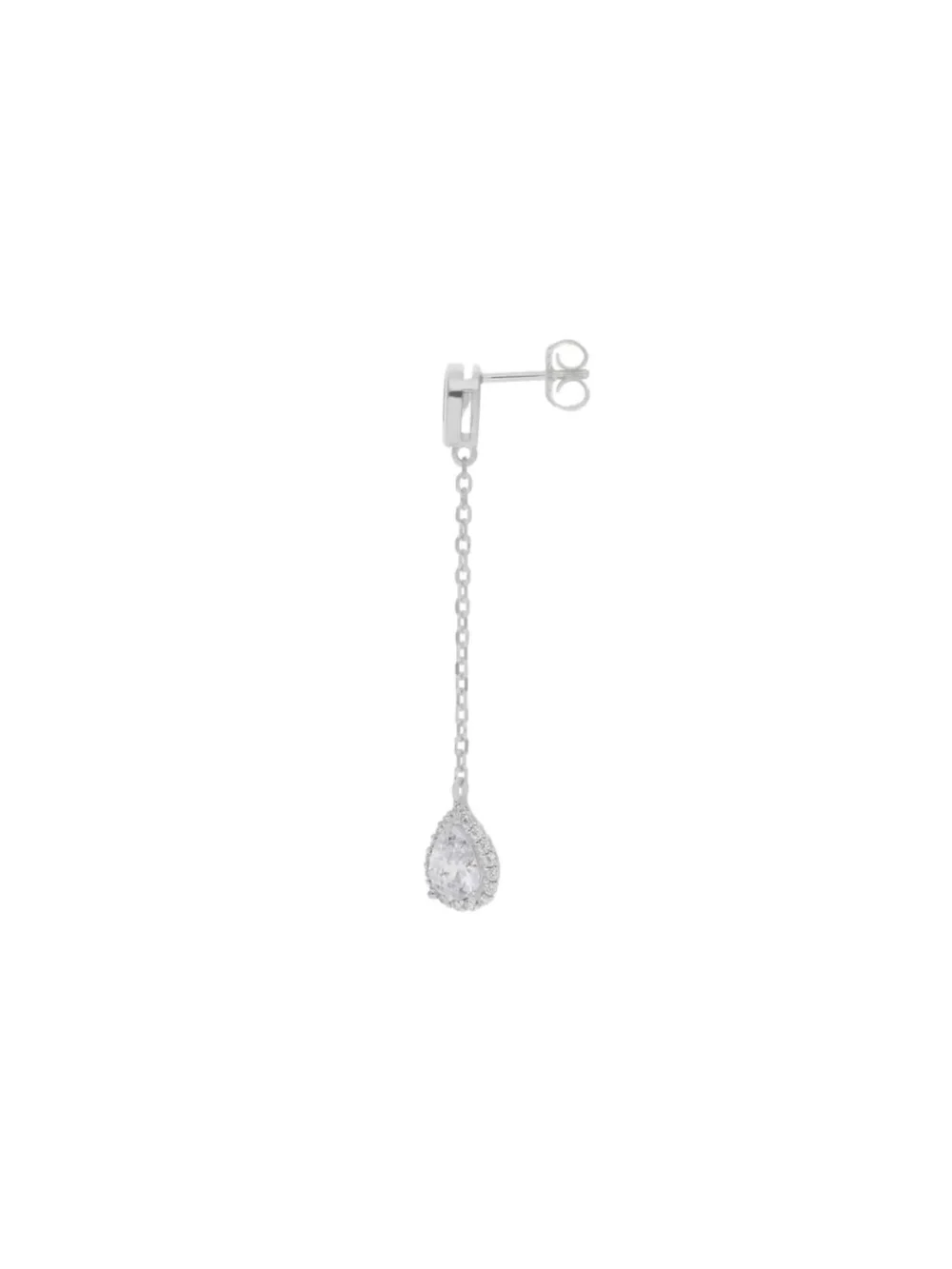 William May Sterling Silver Cubic Zirconia Pear Halo Chain Drop Earrings, view 2