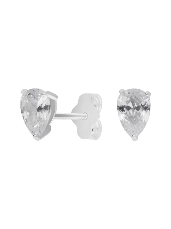 William May Sterling Silver Cubic Zirconia Pear Shaped Stud Earrings