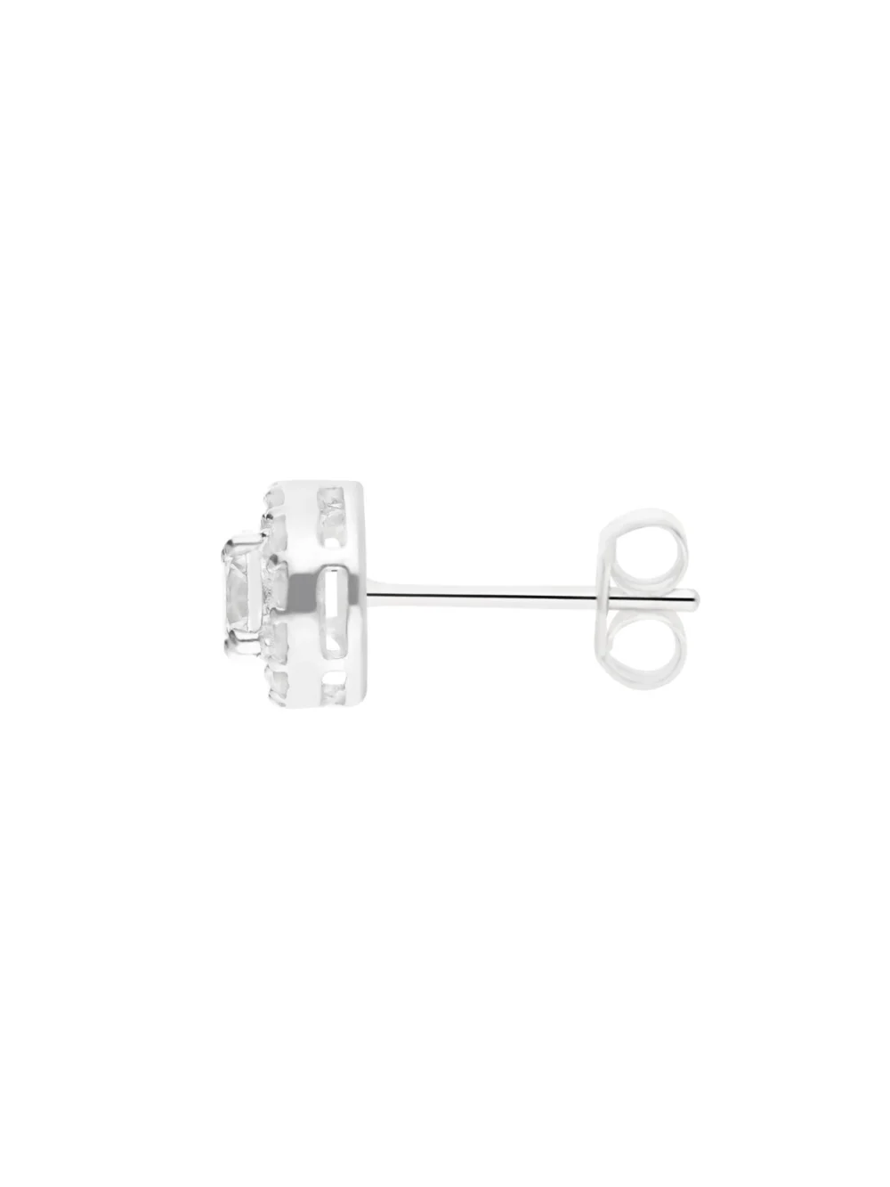 William May Sterling Silver Cubic Zirconia Round Halo Stud Earrings, view 2
