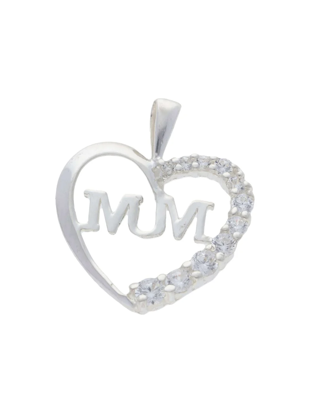 William May Sterling Silver Cubic Zirconia Set Mum Heart & 18" Necklace, view 3