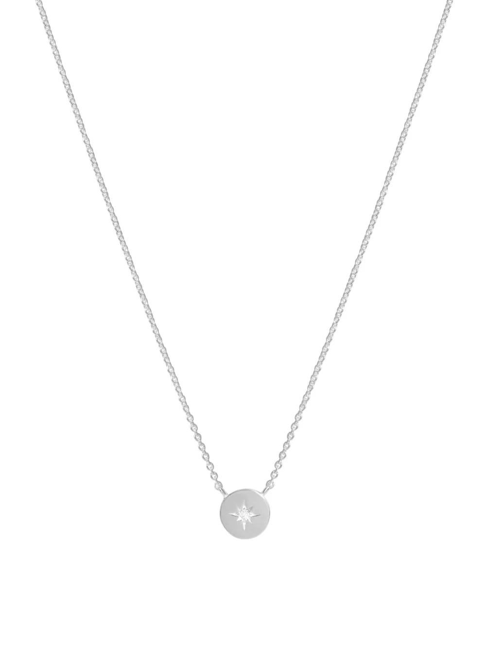 William May Sterling Silver Cubic Zirconia Set North Star Disc Necklace