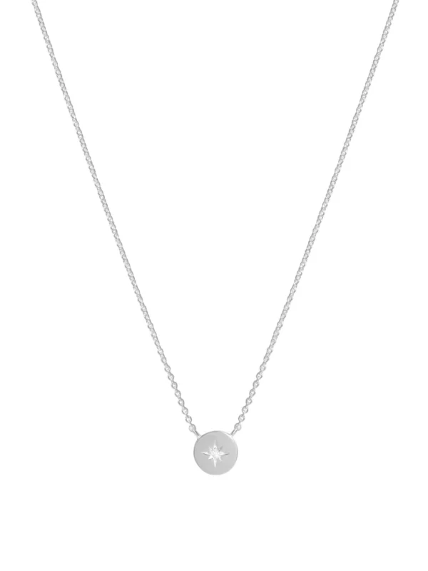 William May Sterling Silver Cubic Zirconia Set North Star Disc Necklace