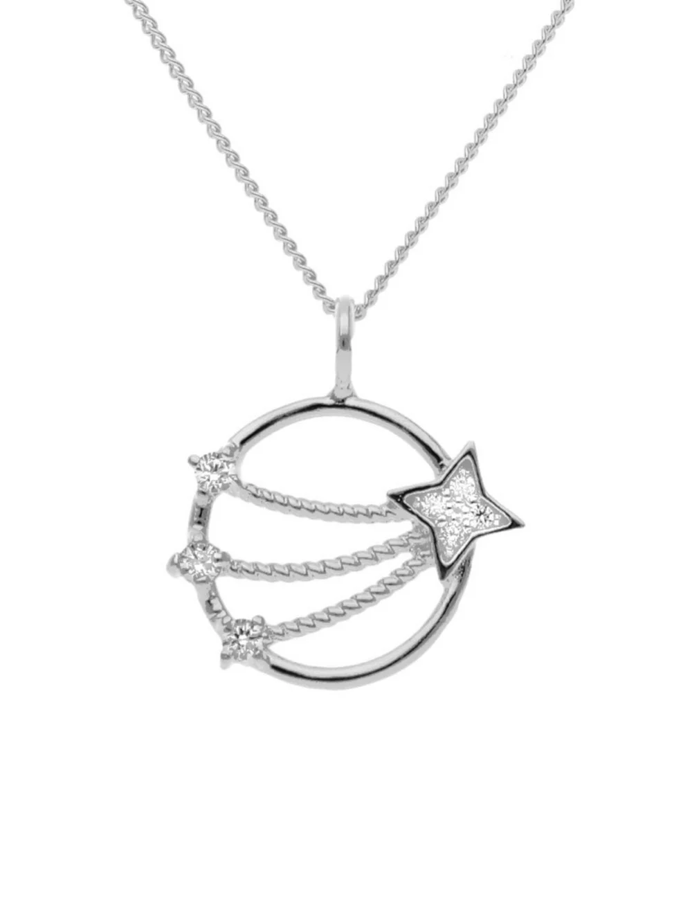 William May Sterling Silver Cubic Zirconia Shooting Star & 18" Necklace, view 2