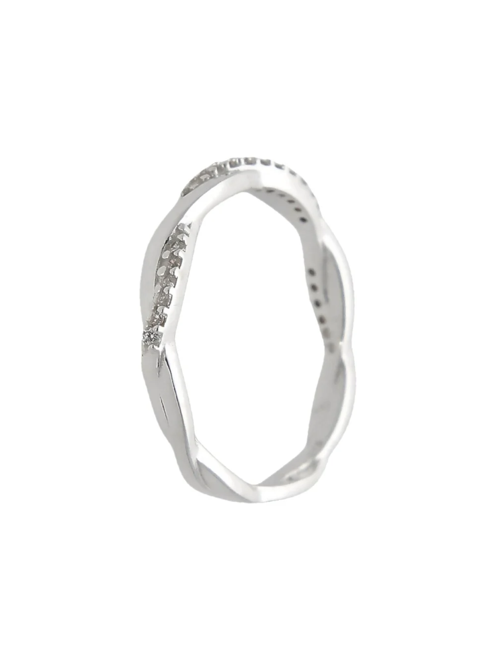 William May Sterling Silver Cubic Zirconia Slender Twist Band Ring, view 2