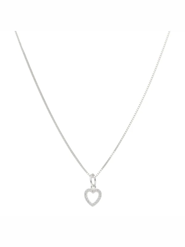 William May Sterling Silver Cubic Zirconia Small Heart & 18" Necklace