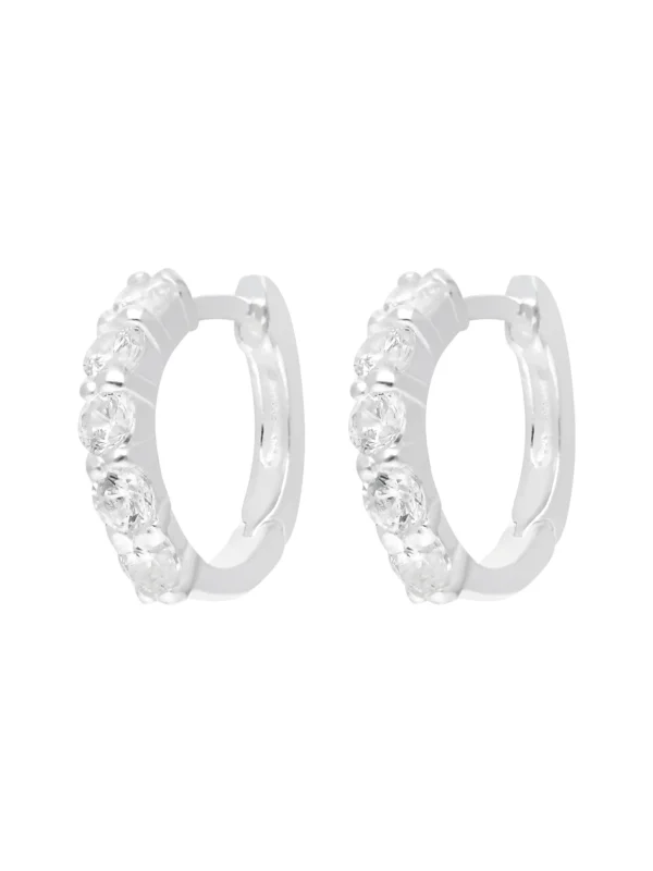 William May Sterling Silver Cubic Zirconia Small Huggie Hoop Earrings