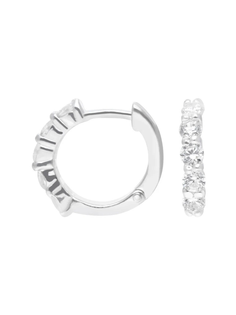 William May Sterling Silver Cubic Zirconia Small Huggie Hoop Earrings, view 2