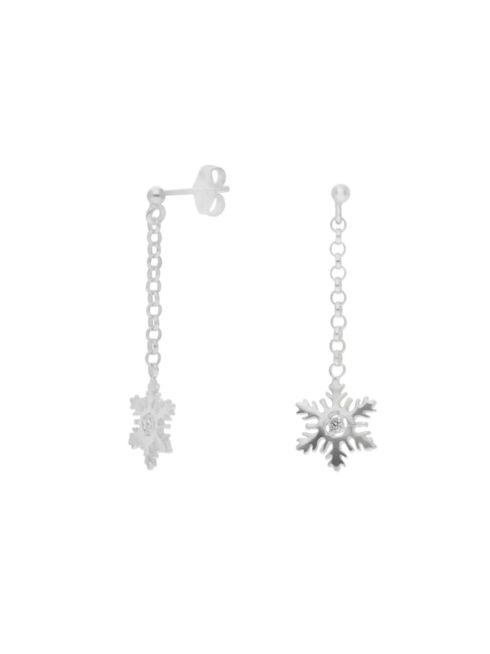 William May Sterling Silver Cubic Zirconia Snowflake Drop Earrings