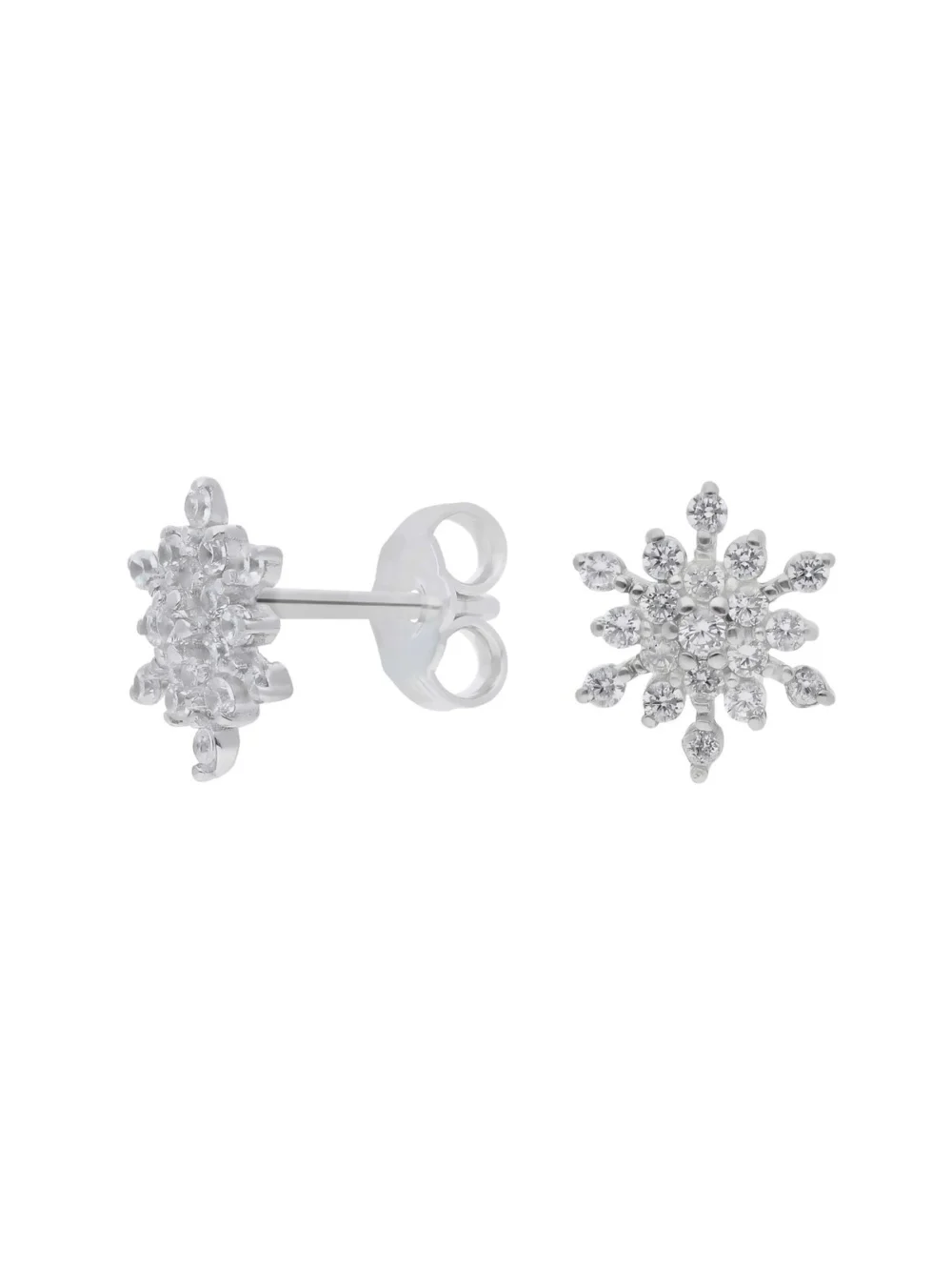 William May Sterling Silver Cubic Zirconia Snowflake Stud Earrings
