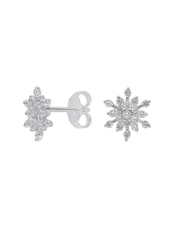 William May Sterling Silver Cubic Zirconia Snowflake Stud Earrings