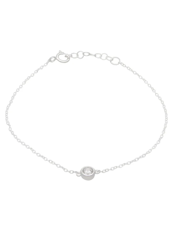 William May Sterling Silver Cubic Zirconia Solitaire Chain Bracelet