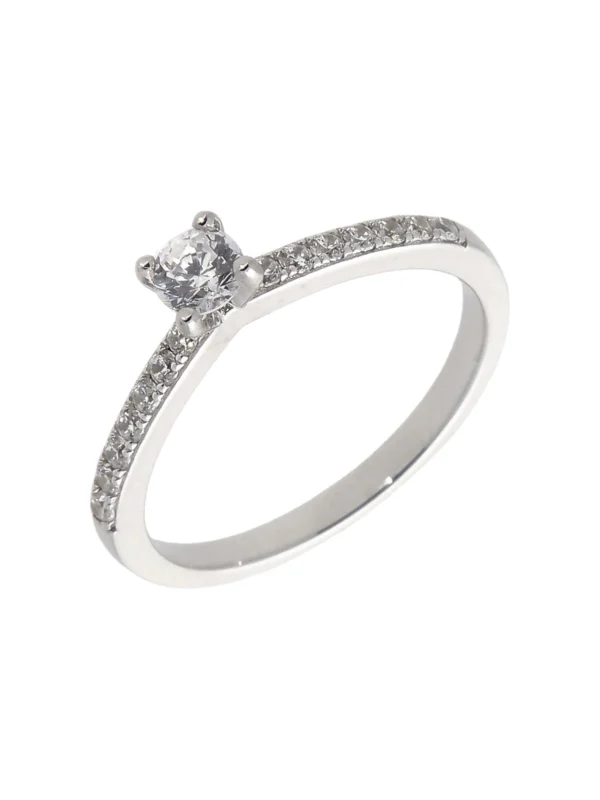 William May Sterling Silver Cubic Zirconia Solitaire Ring