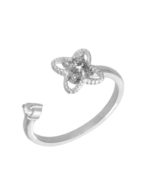 William May Sterling Silver Cubic Zirconia Spinning Flower Fidget Ring