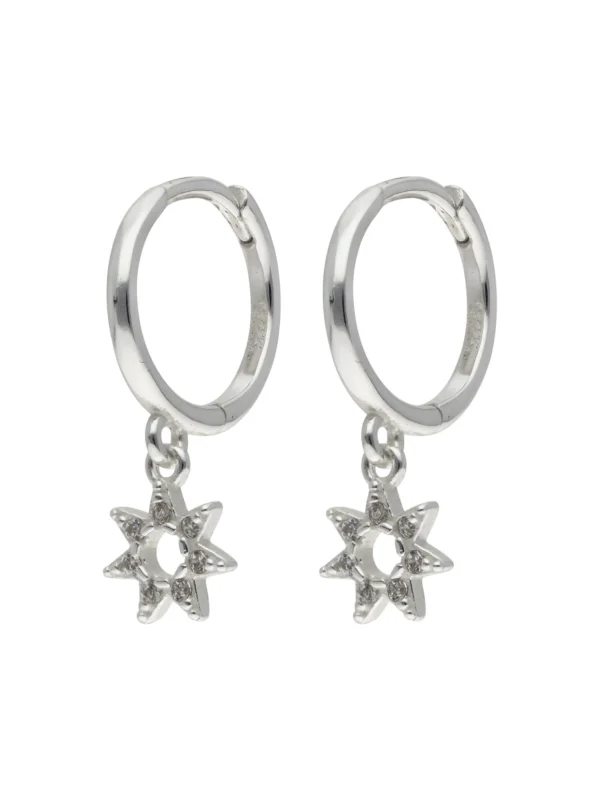 William May Sterling Silver Cubic Zirconia Star Drop Huggie Earrings