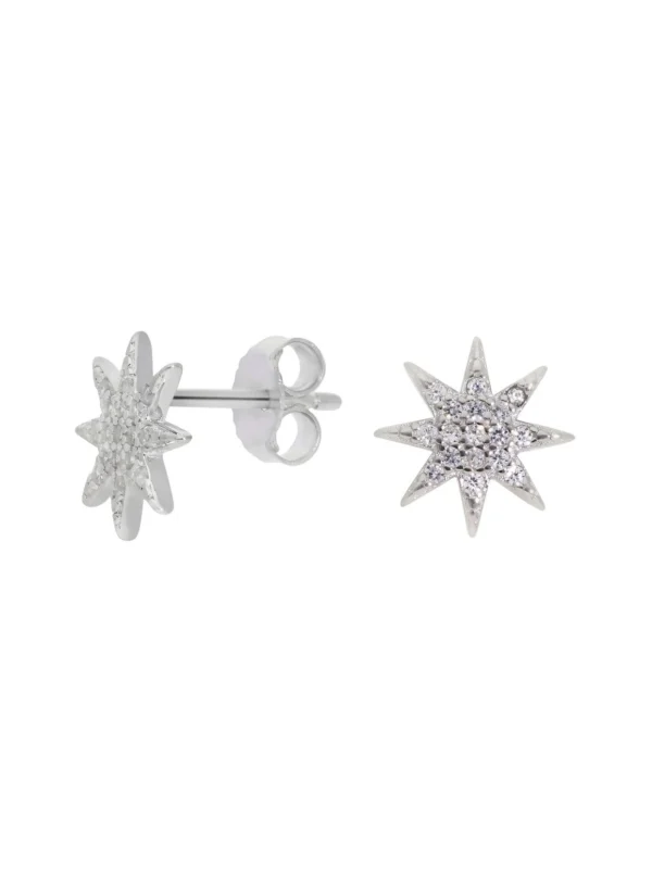 William May Sterling Silver Cubic Zirconia Star Stud Earrings