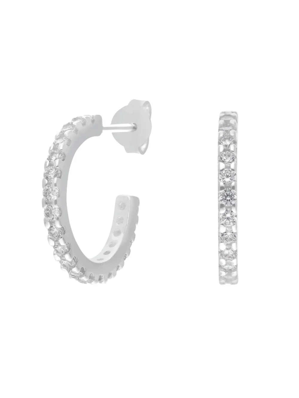 William May Sterling Silver Cubic Zirconia Stud Hoop Earrings