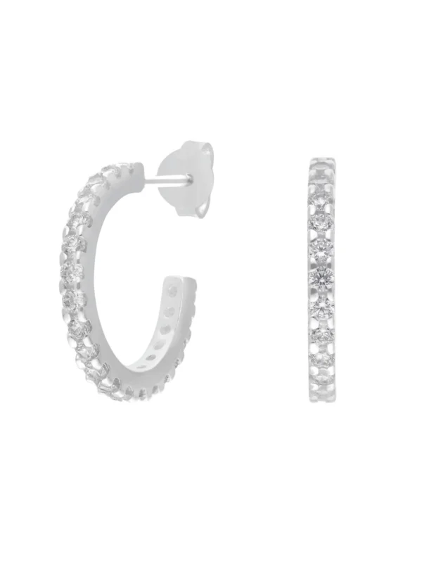 William May Sterling Silver Cubic Zirconia Stud Hoop Earrings