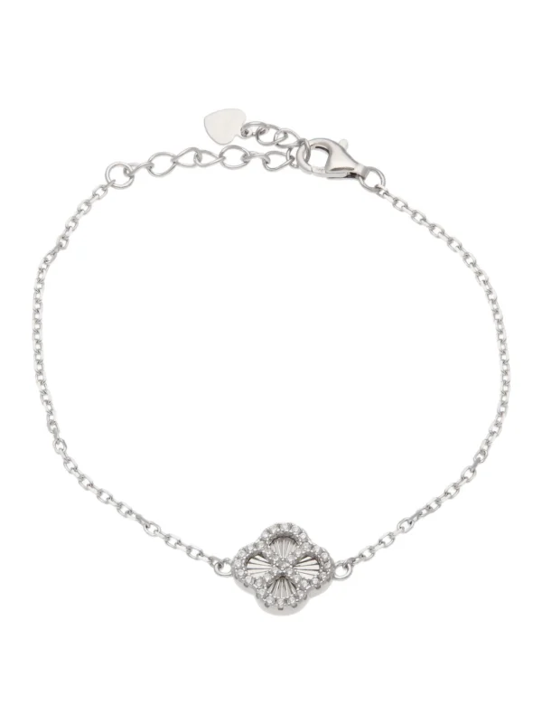 William May Sterling Silver Cubic Zirconia Sunburst Petal Bracelet