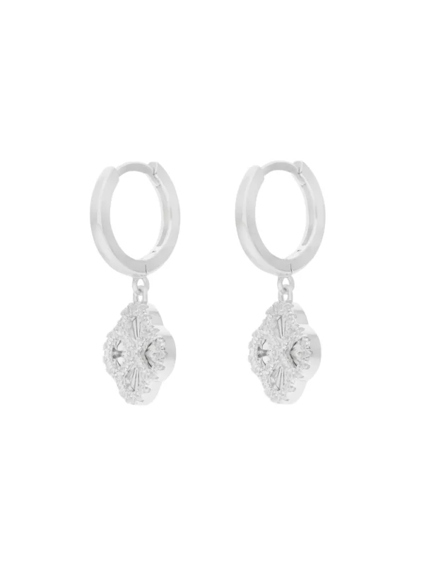 William May Sterling Silver Cubic Zirconia Sunburst Petal Drop Earrings