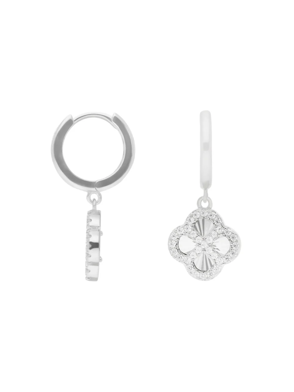 William May Sterling Silver Cubic Zirconia Sunburst Petal Drop Earrings, view 2