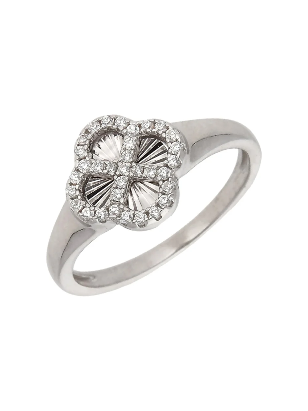 William May Sterling Silver Cubic Zirconia Sunburst Petal Ring